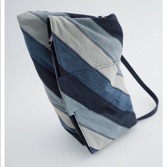 Zara Blue Denim Clutch Bag - Picture 8 of 11